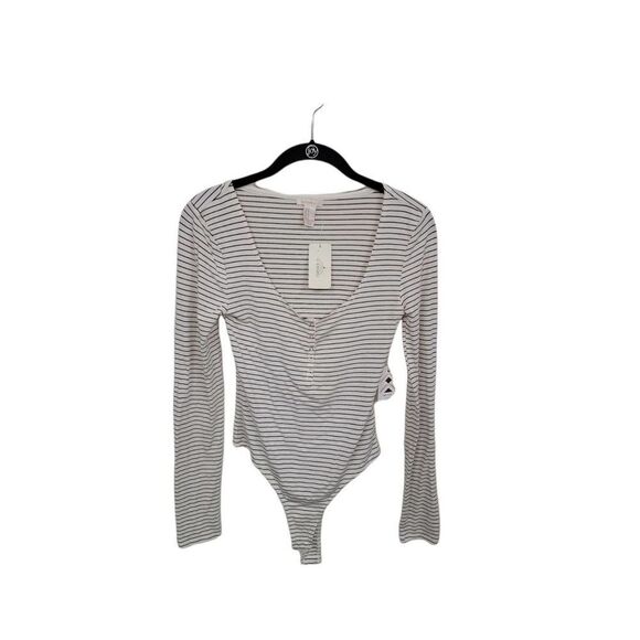 Forever 21 Blue and white Striped Thomg Bodysuit - Picture 1 of 4